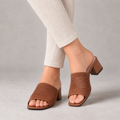 Lorna Women's Cushioned Slide Sandals — Dark Brown | Hudson & Wells