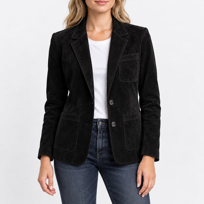 Louella Soft Blazer Jacket — Black | Hudson & Wells