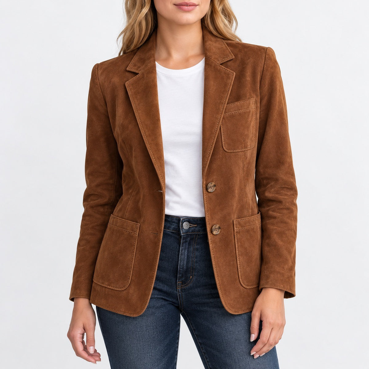 Louella Soft Blazer Jacket — Cognac Brown | Hudson & Wells