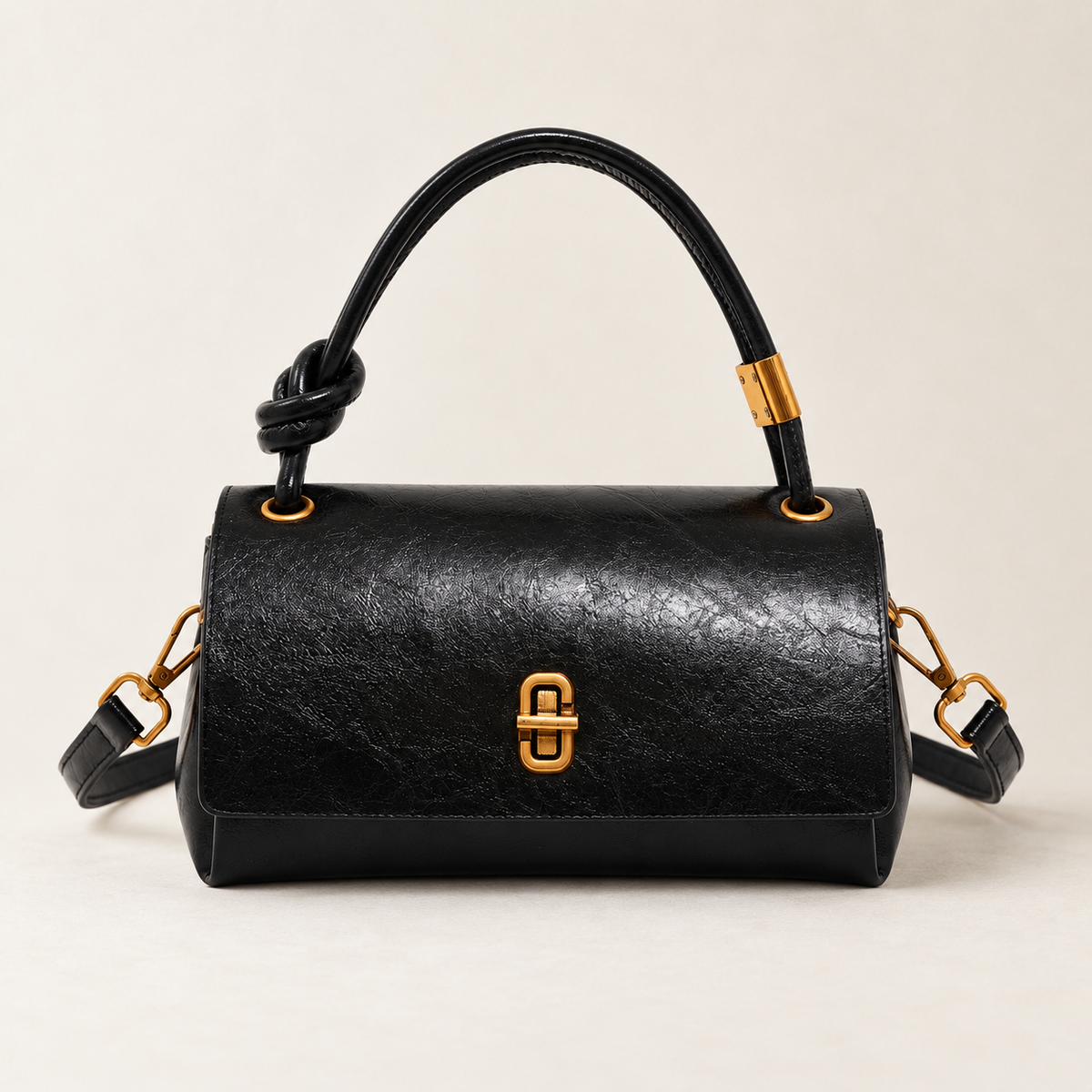 Louisa Comfort Knotted-Handle Bag — Black | Hudson & Wells