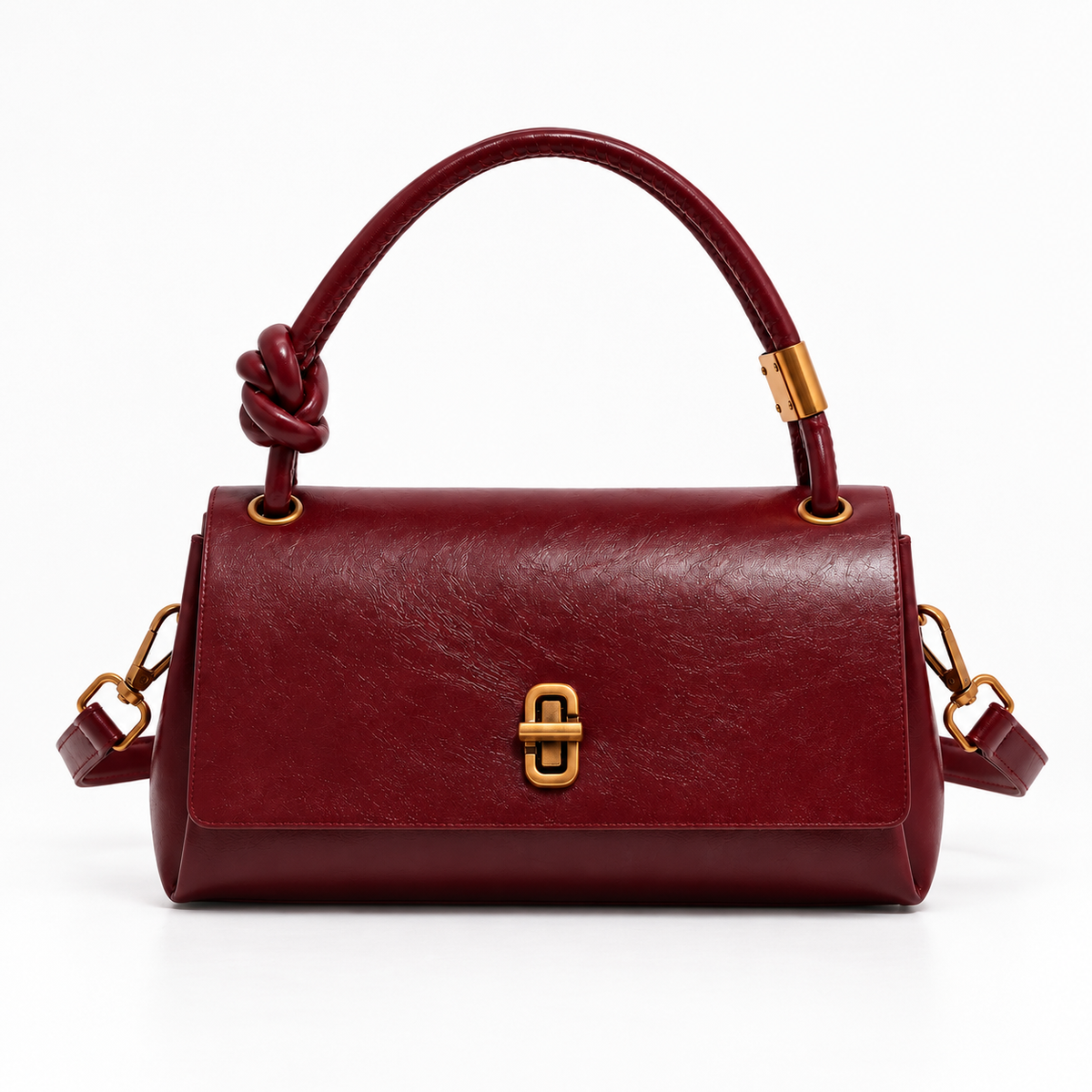 Louisa Comfort Knotted-Handle Bag — Burgundy | Hudson & Wells