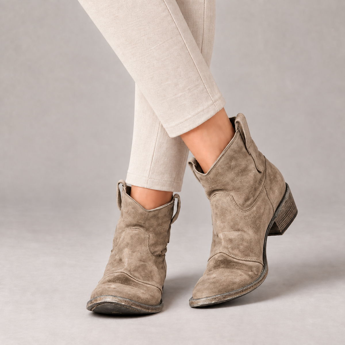 Lucille Women's Soft Faux Suede Western Boots — Khaki | Hudson & Wells