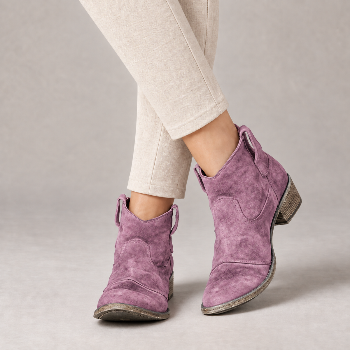 Lucille Women's Soft Faux Suede Western Boots — Purple | Hudson & Wells