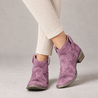 Lucille Women's Soft Faux Suede Western Boots — Purple | Hudson & Wells