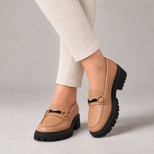 Lucy Comfort Platform Loafers — Khaki | Hudson & Wells