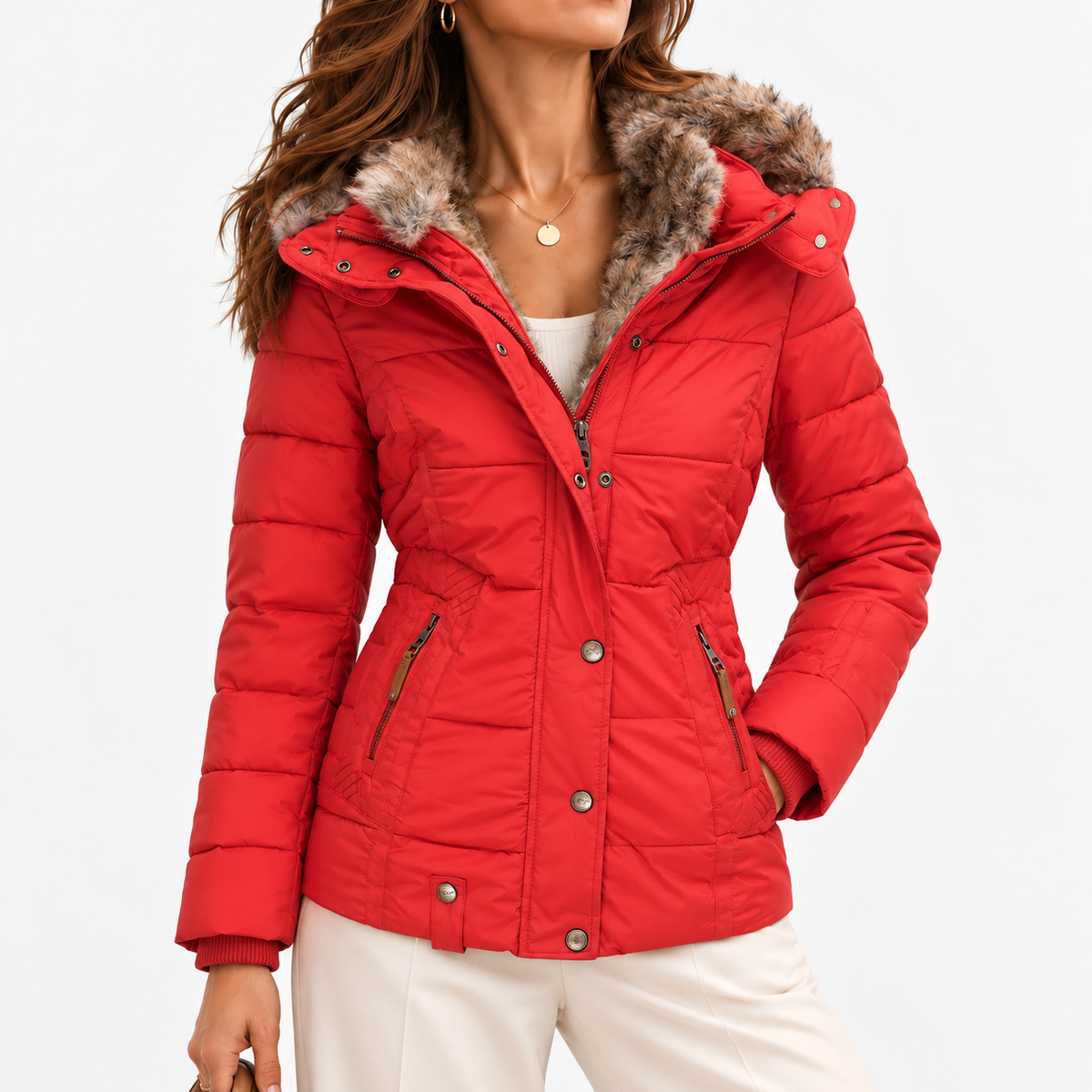Lydia Women's Breathable Cotton-Blend Shirt — Red | Hudson & Wells