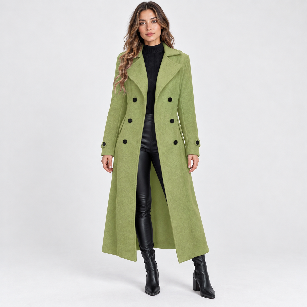 Madeline Comfort Double-Breasted Long Coat | Hudson & Wells