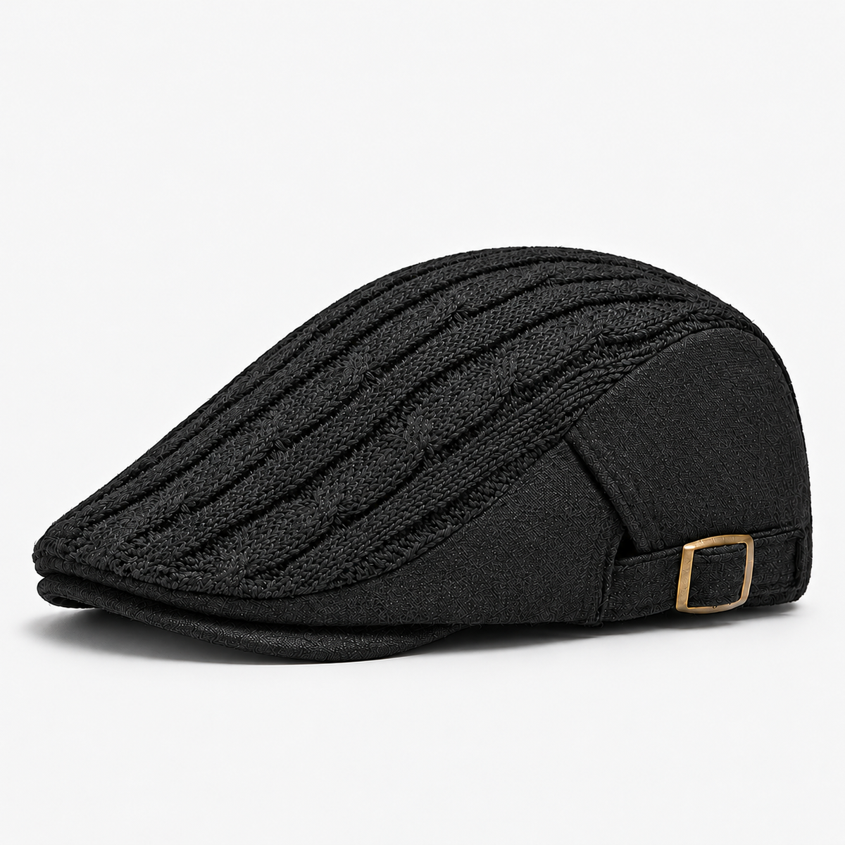 Malcolm men's driving cap in Black – square side view