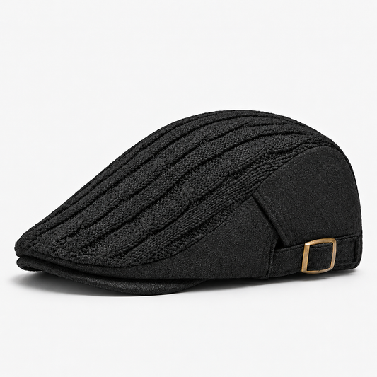 Malcolm men's driving cap in Black – square side view