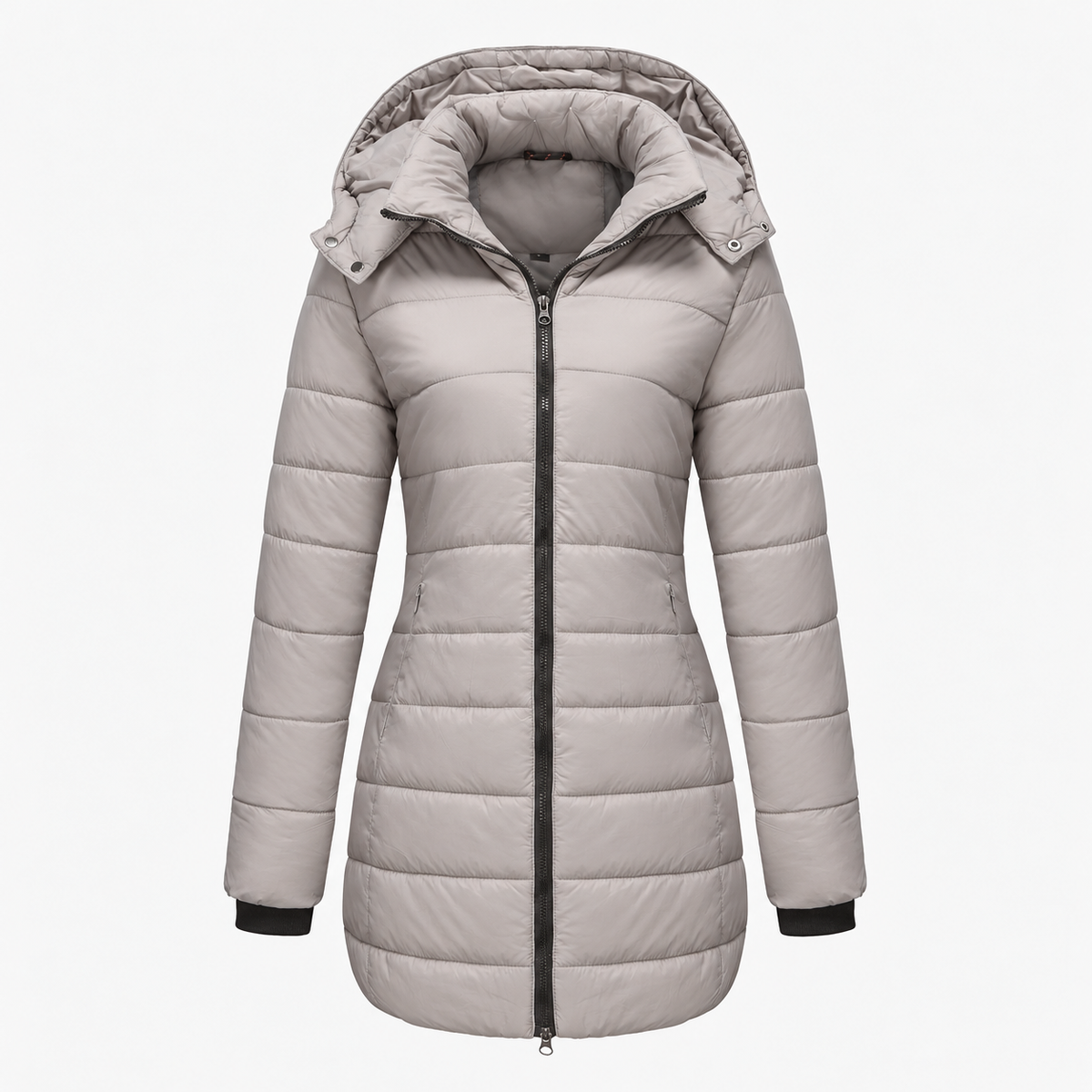Mamie Soft Longline Puffer Coat, Hooded — Gray | Hudson & Wells