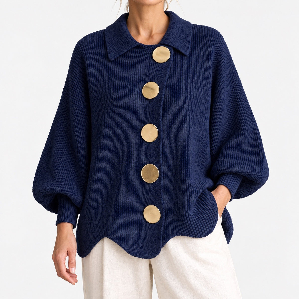 Margaret Relaxed Fit Cardigan — Blue | Hudson & Wells