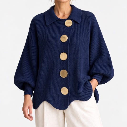 Margaret Relaxed Fit Cardigan — Blue | Hudson & Wells