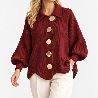 Margaret Relaxed Fit Cardigan — Burgundy | Hudson & Wells