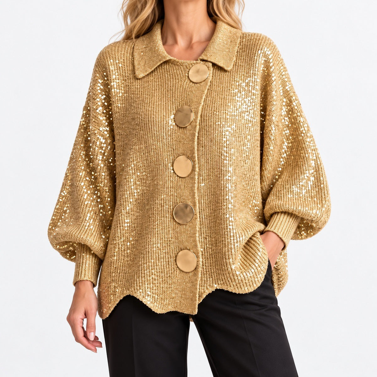 Margaret Relaxed Fit Cardigan — Gold | Hudson & Wells