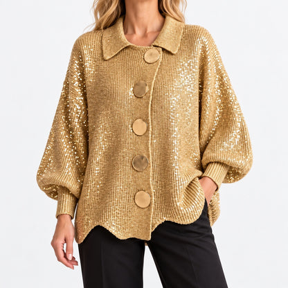 Margaret Relaxed Fit Cardigan — Gold | Hudson & Wells