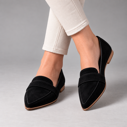 Margery Easy Slip-On Penny Loafers — Black | Hudson & Wells