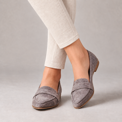 Margery Easy Slip-On Penny Loafers — Gray | Hudson & Wells