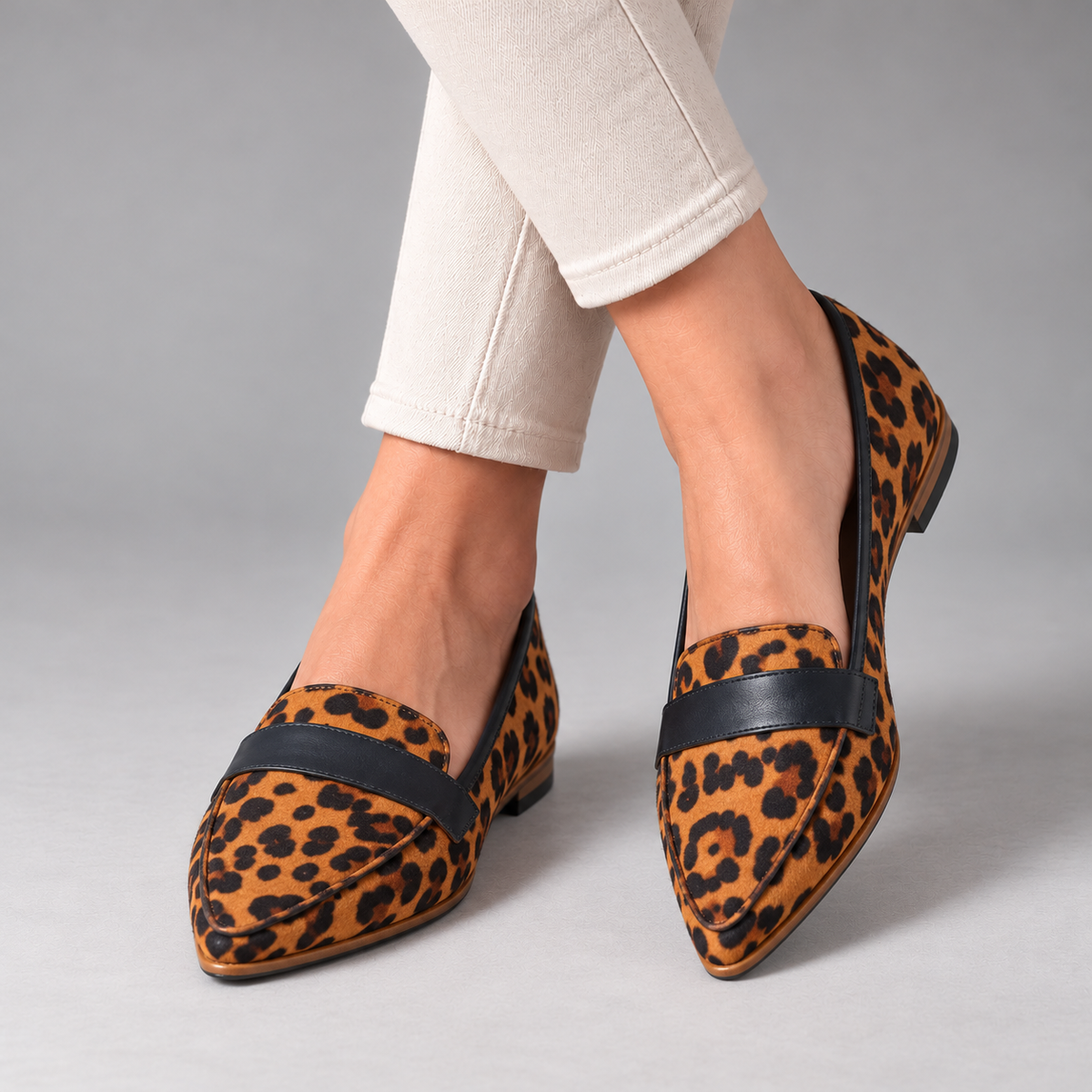 Margery Easy Slip-On Penny Loafers — Yellow / Leopard | Hudson & Wells