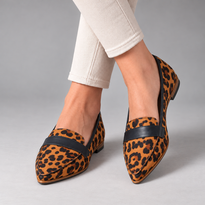 Margery Easy Slip-On Penny Loafers — Yellow / Leopard | Hudson & Wells
