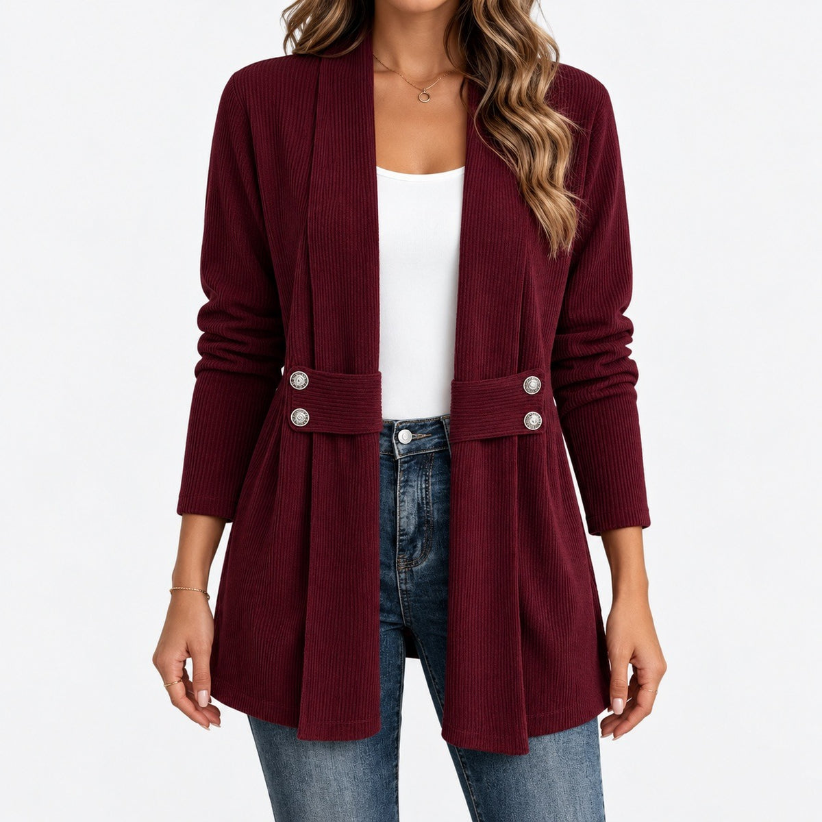 Marilyn Relaxed Fit Ribbed Jacket, Waist Tabs | Hudson & Wells