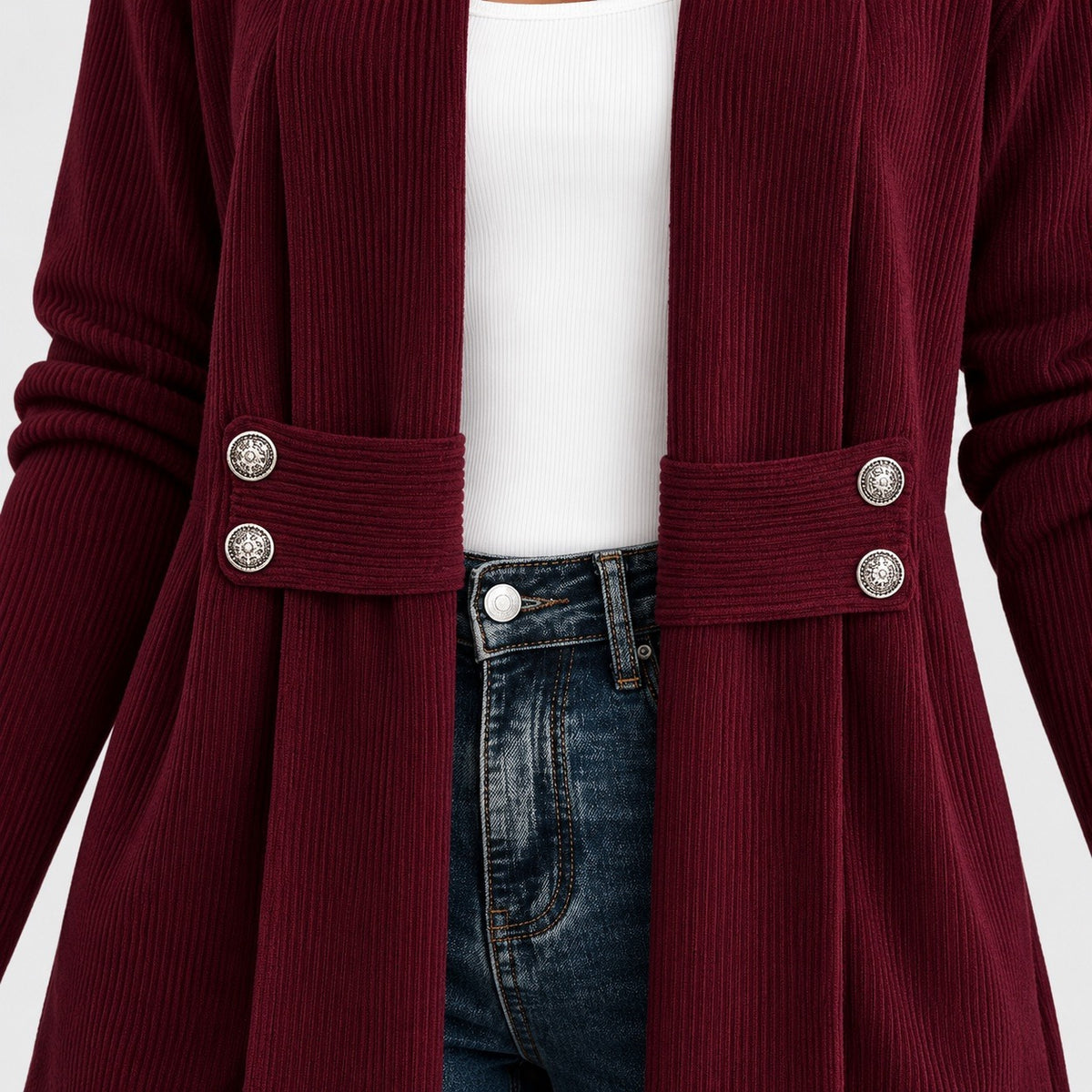 Marilyn Relaxed Fit Ribbed Jacket, Waist Tabs | Hudson & Wells