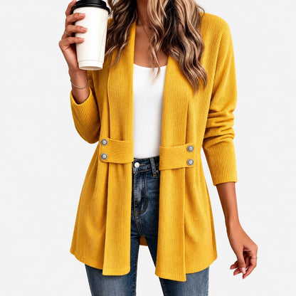 Marilyn Relaxed Fit Ribbed Jacket, Waist Tabs — Gold | Hudson & Wells
