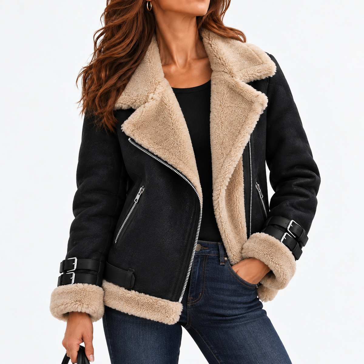 Marnie Relaxed Fit Moto Jacket — Black | Hudson & Wells