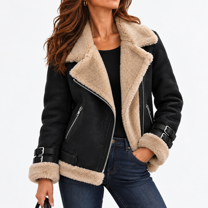 Marnie Relaxed Fit Moto Jacket — Black | Hudson & Wells