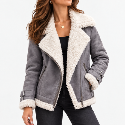 Marnie Relaxed Fit Moto Jacket — Gray | Hudson & Wells