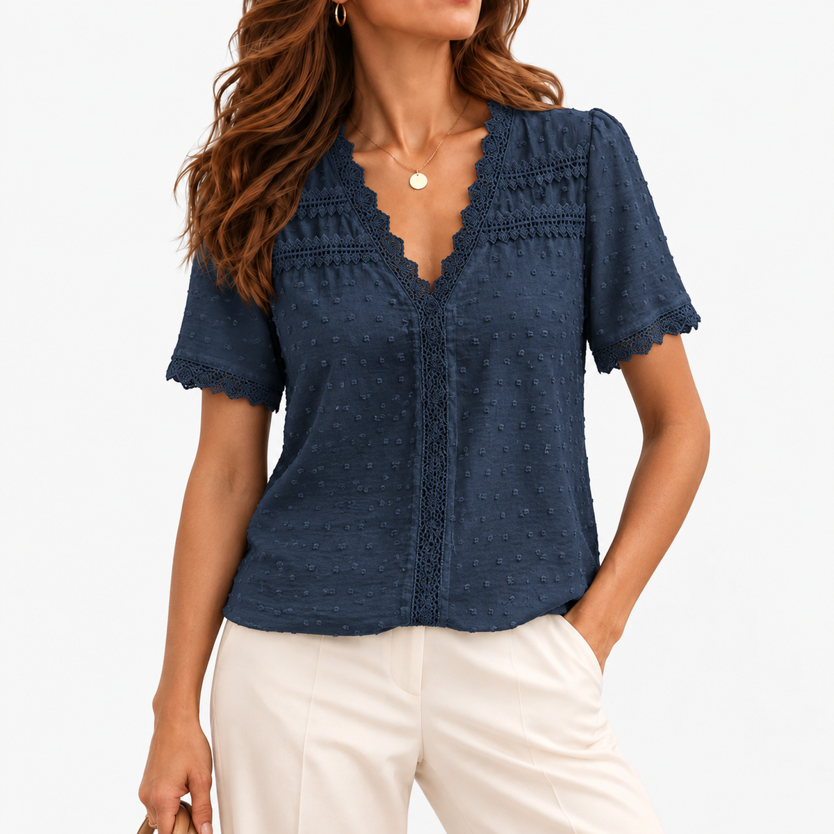 Martha Women's Breathable Cotton-Blend Shirt — Blue | Hudson & Wells