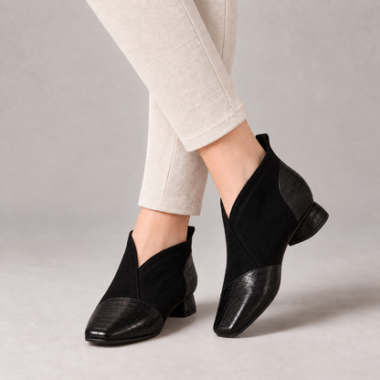 Maxine Cushioned Pull-On Ankle Boots — Black | Hudson & Wells