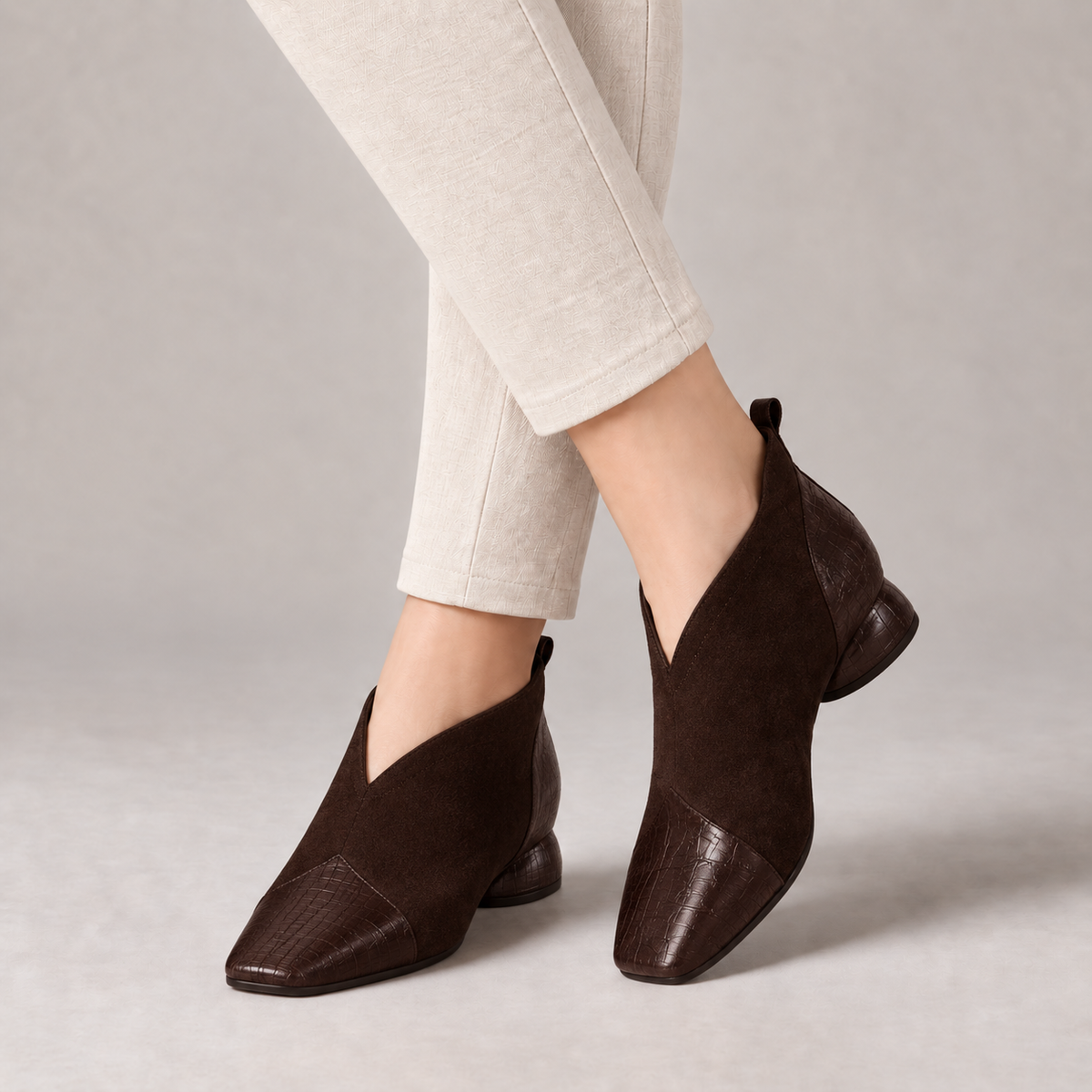 Maxine Cushioned Pull-On Ankle Boots — Coffee | Hudson & Wells