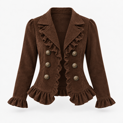 Minerva Stretch Ruffle-Trim Jacket, Cropped | Hudson & Wells