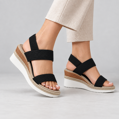 Molly Comfort Elastic Wedge Sandals | Hudson & Wells