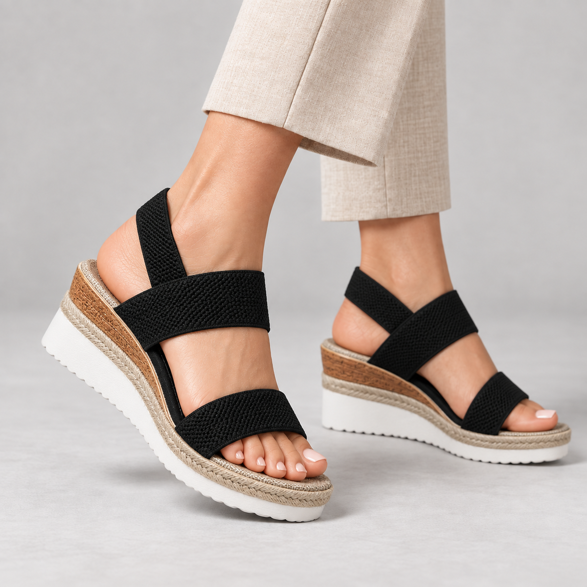 Molly Comfort Elastic Wedge Sandals | Hudson & Wells