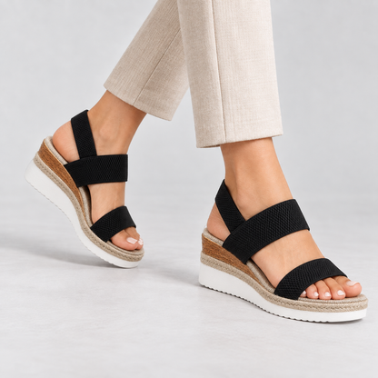 Molly Comfort Elastic Wedge Sandals | Hudson & Wells