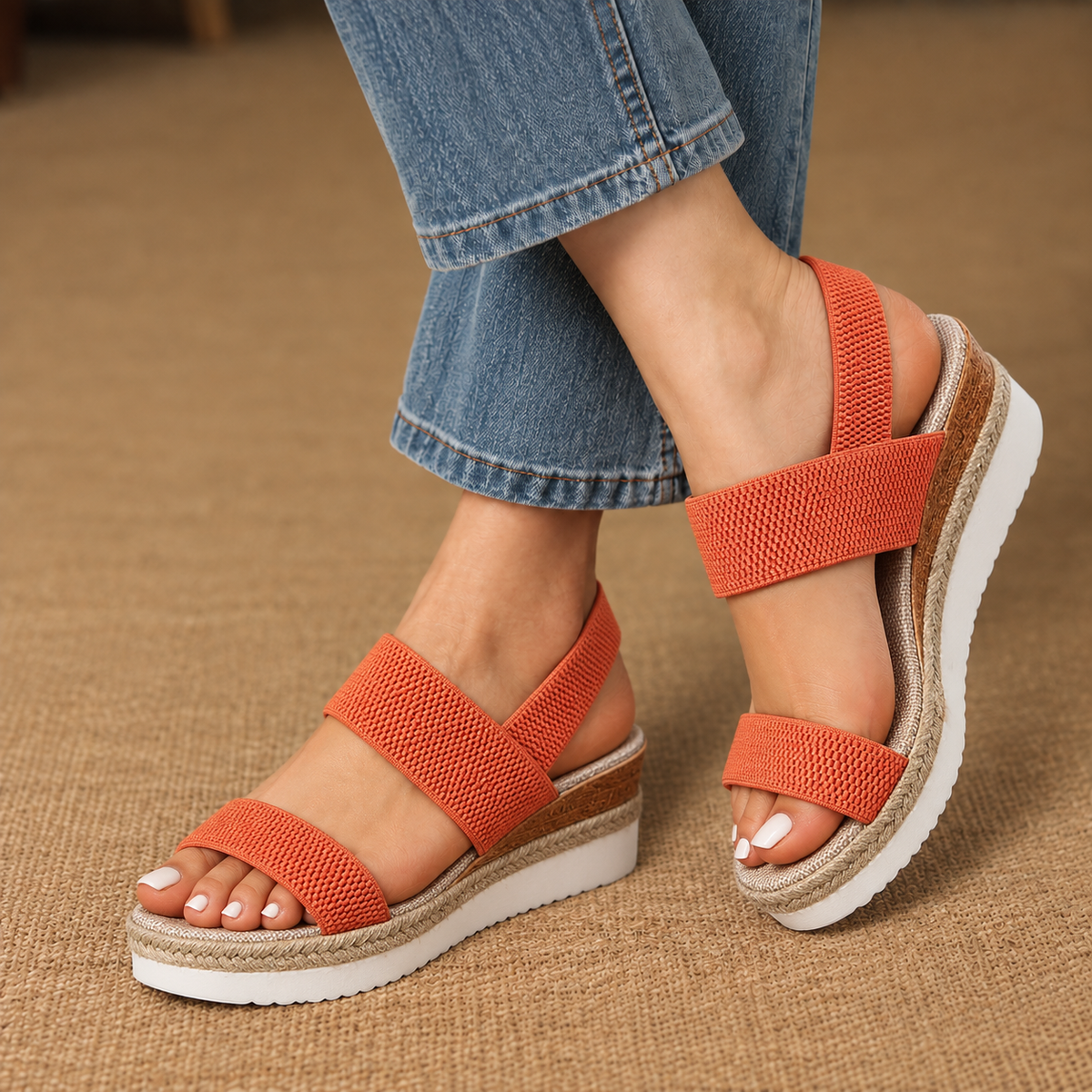 Molly Comfort Elastic Wedge Sandals | Hudson & Wells