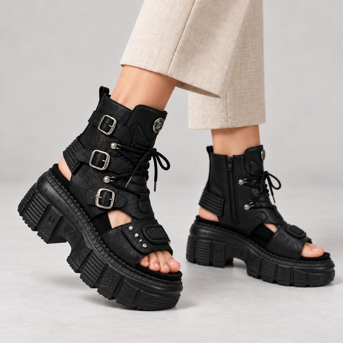 Myra Stretch Platform Sandal Boots | Hudson & Wells