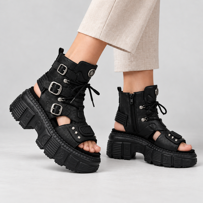 Myra Stretch Platform Sandal Boots | Hudson & Wells