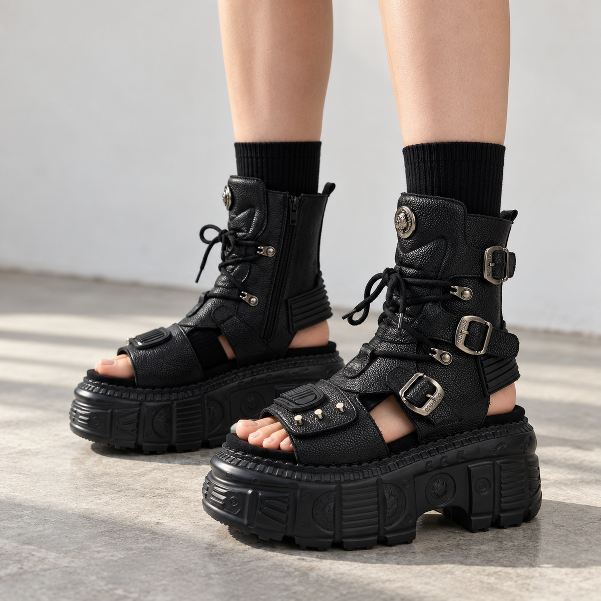 Myra Stretch Platform Sandal Boots | Hudson & Wells