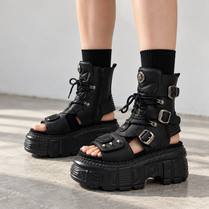 Myra Stretch Platform Sandal Boots | Hudson & Wells