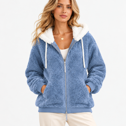 Myrna Relaxed Fit Hooded Zip Jacket — Blue | Hudson & Wells