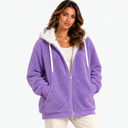 Myrna Relaxed Fit Hooded Zip Jacket — Purple | Hudson & Wells