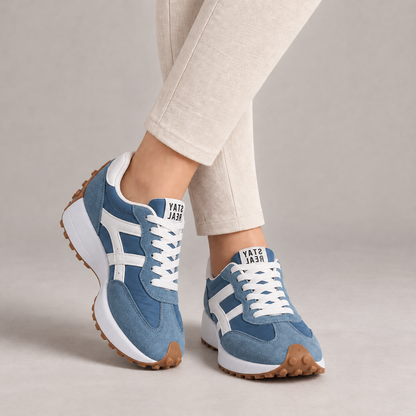 Naomi Women's Breathable Textile Walking Sneakers — Blue | Hudson & Wells