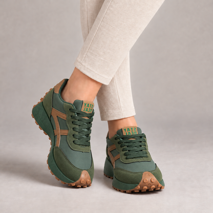 Naomi Women's Breathable Textile Walking Sneakers — Green | Hudson & Wells