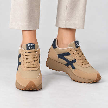 Naomi Women's Breathable Textile Walking Sneakers — Khaki | Hudson & Wells