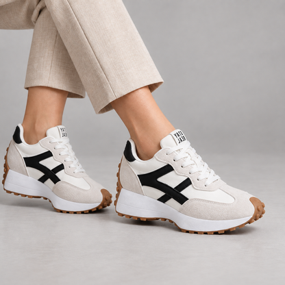 Naomi Women's Breathable Textile Walking Sneakers — White | Hudson & Wells