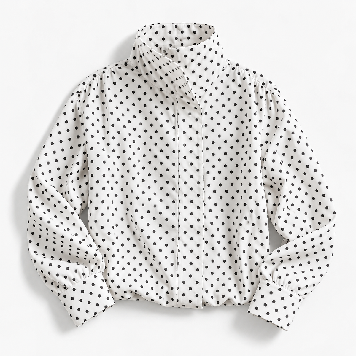 Nola Relaxed Fit Stand-Collar Blouse, Polka Dot | Hudson & Wells
