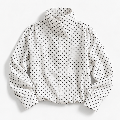 Nola Relaxed Fit Stand-Collar Blouse, Polka Dot | Hudson & Wells