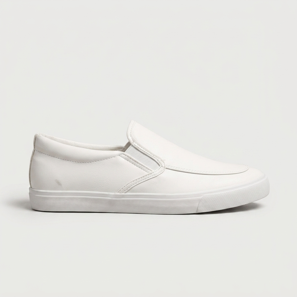 Nolan Apron-Toe Slip-On — White | Hudson & Wells